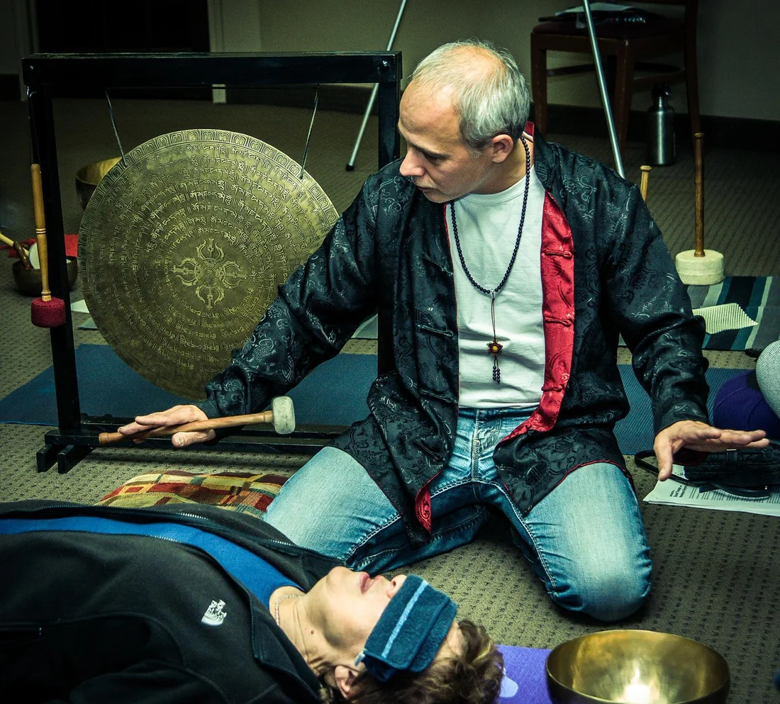 Gary Savitsky during a sound and spiritual practice session